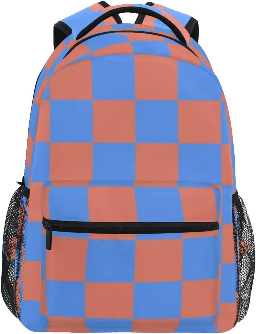 Blue-orange Checkerboard girl kids backpacks for school with big books bag for 6th grade school boys girls morral escolar para ni?o