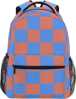 Blue-orange Checkerboard girl kids backpacks for school with big books bag for 6th grade school boys girls morral escolar para ni?o