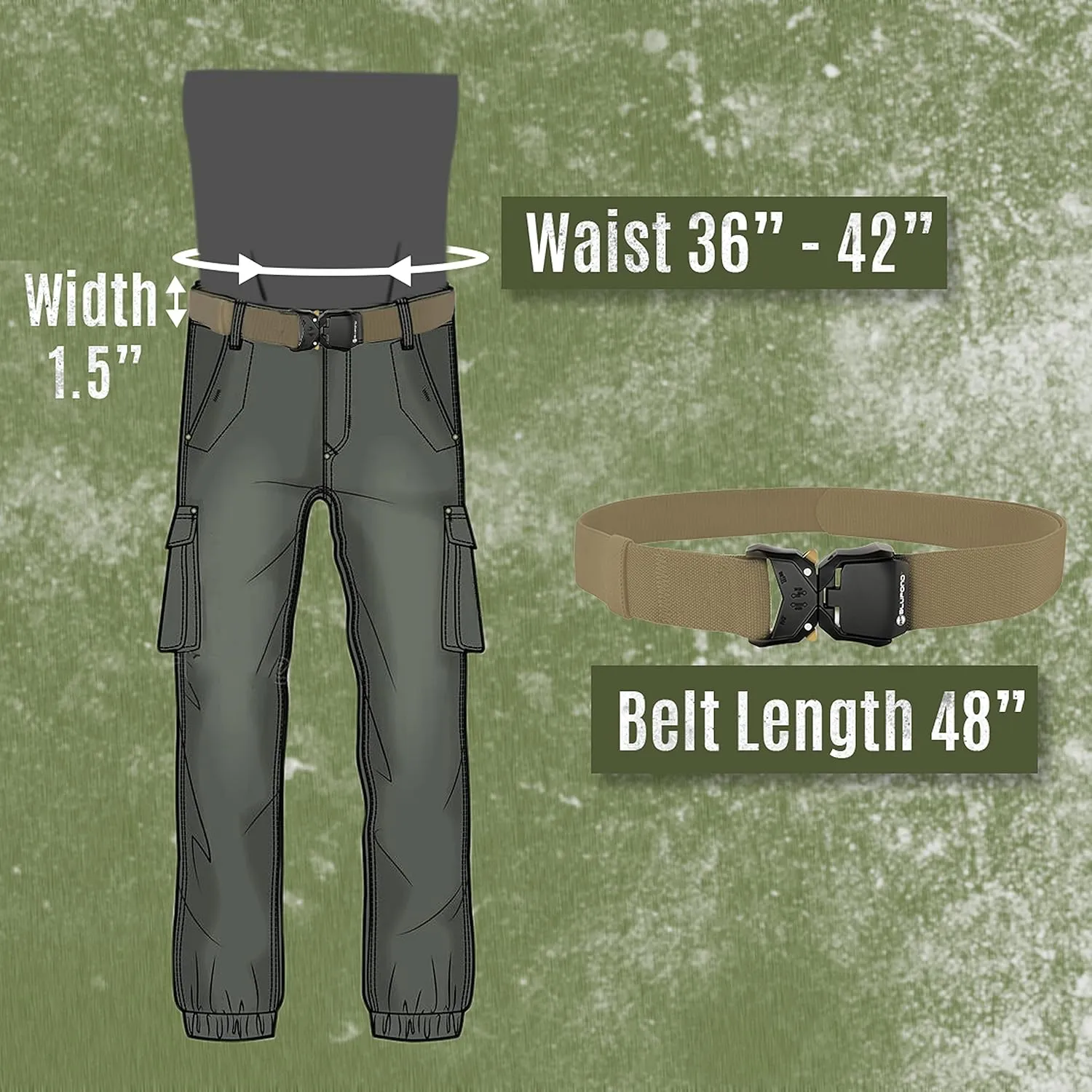 BLUPOND Tactical Belt with Quick Release Buckle- EDC Gear- Adjustable Gun Belt for Military, Hiking, Rigger, Concealed Carry