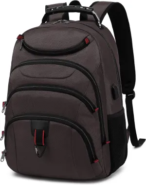 Boavan Laptop Backpack for men, 15.6 inch Laptop Bag with USB Port, Waterproof Travel Work Backpack Purse, Anti-Theft Teacher Nurse Doctor Casual Bookbags Office Business backpack,Coffee