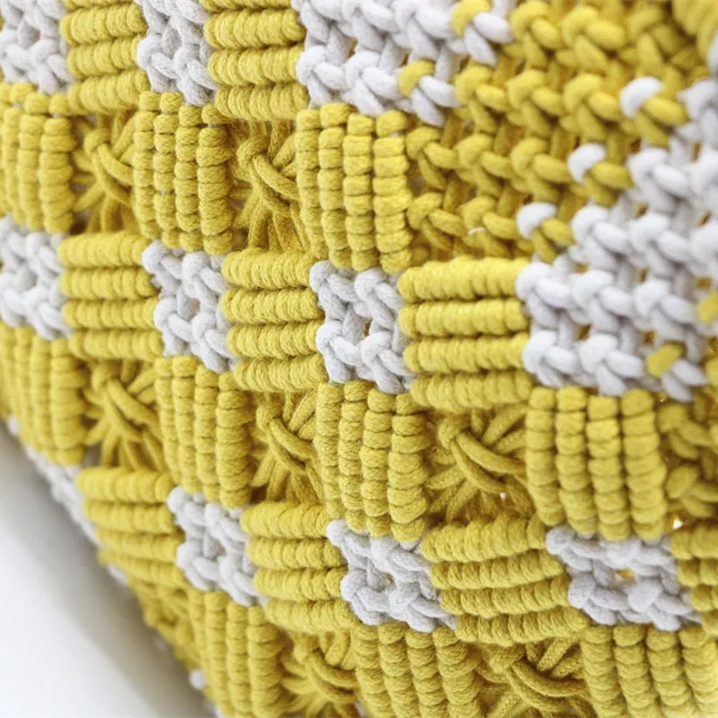 Boho Bamboo Handle Crochet Knit Tote - 2 Colors