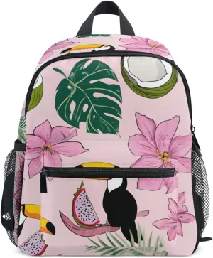 Bolaz Upgraded Backpack for School Teenagers Girls Boys-Dragon Fruit Toucan Pattern,Travel Bag with Chest Buckle and Whistle
