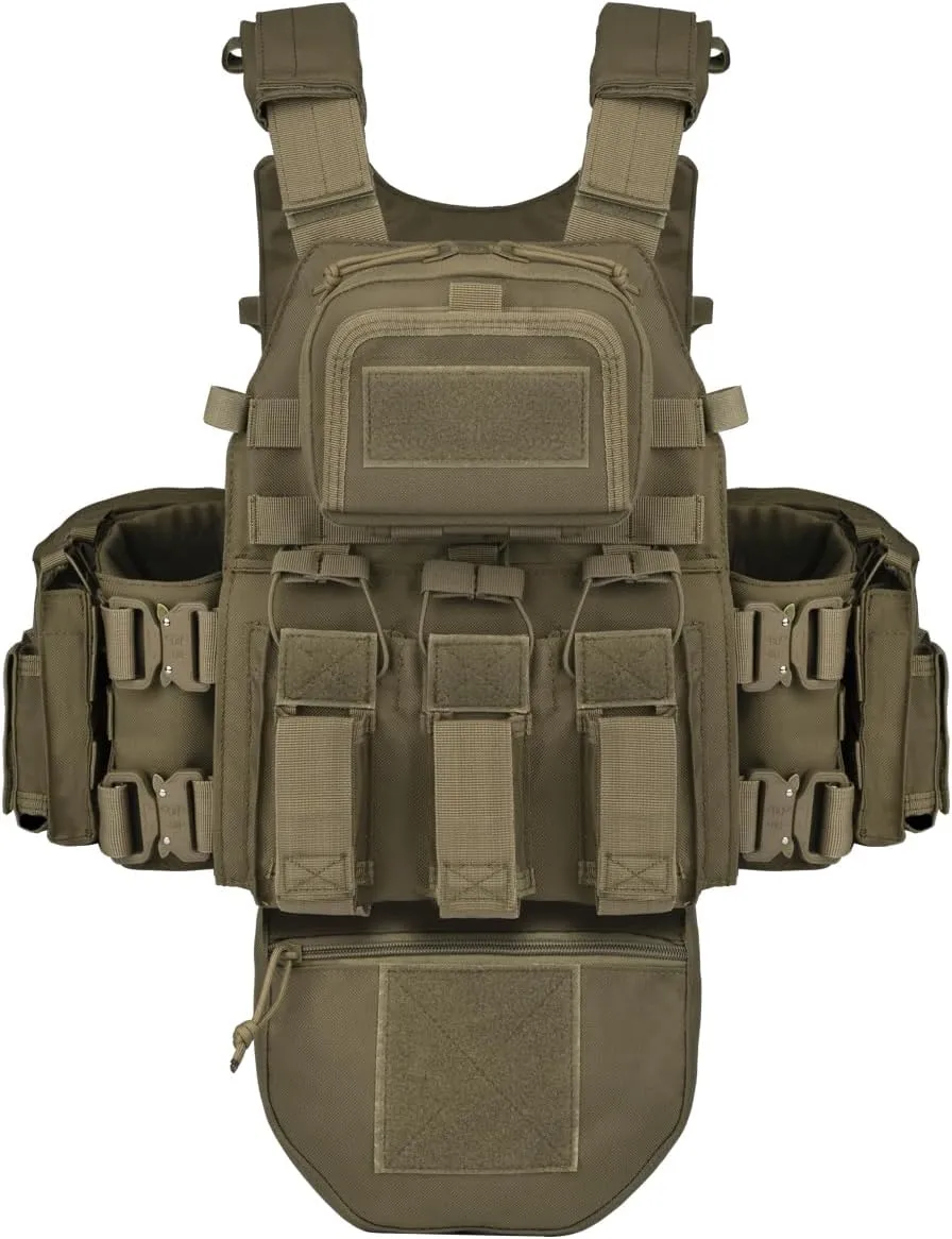 BOMTURN Great Tactical Outdoor Vest for Men Multifunctional Modular Molle Vest with Metal Buckles