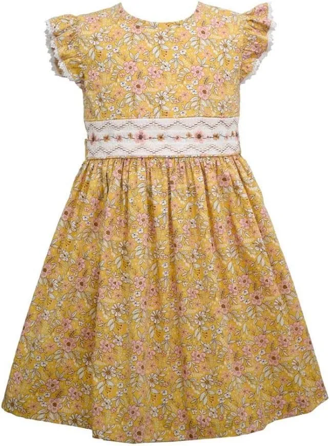 Bonnie Jean Girl's Yellow Smocked Spring Easter Dress for Baby, Toddler and 4-6X
