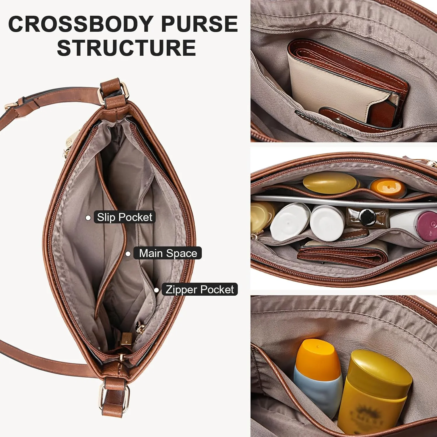 BOSTANTEN Crossbody Purses for Women Medium Shoulder Bag Quilted Handbags with Zipper Pocket