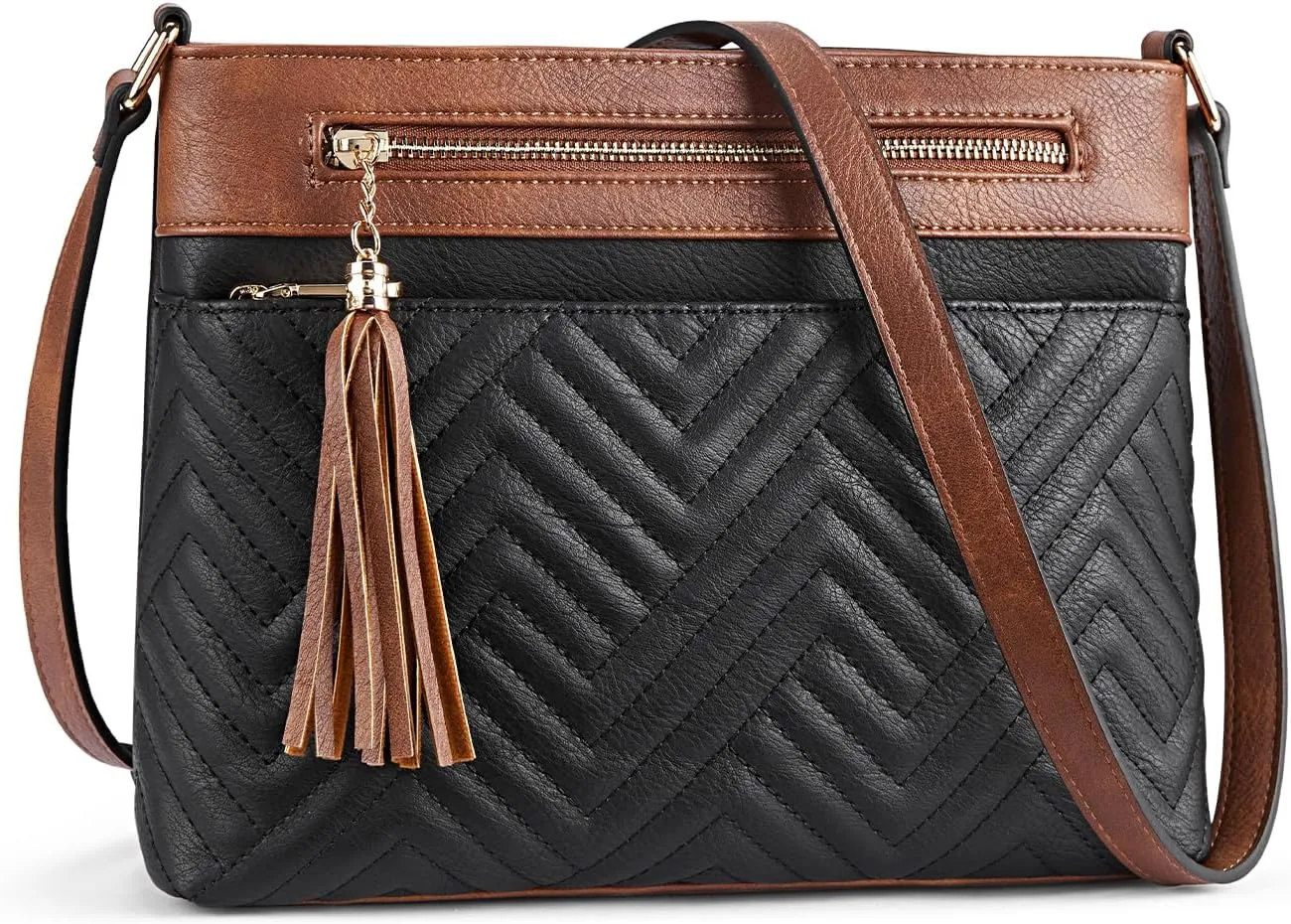 BOSTANTEN Crossbody Purses for Women Medium Shoulder Bag Quilted Handbags with Zipper Pocket