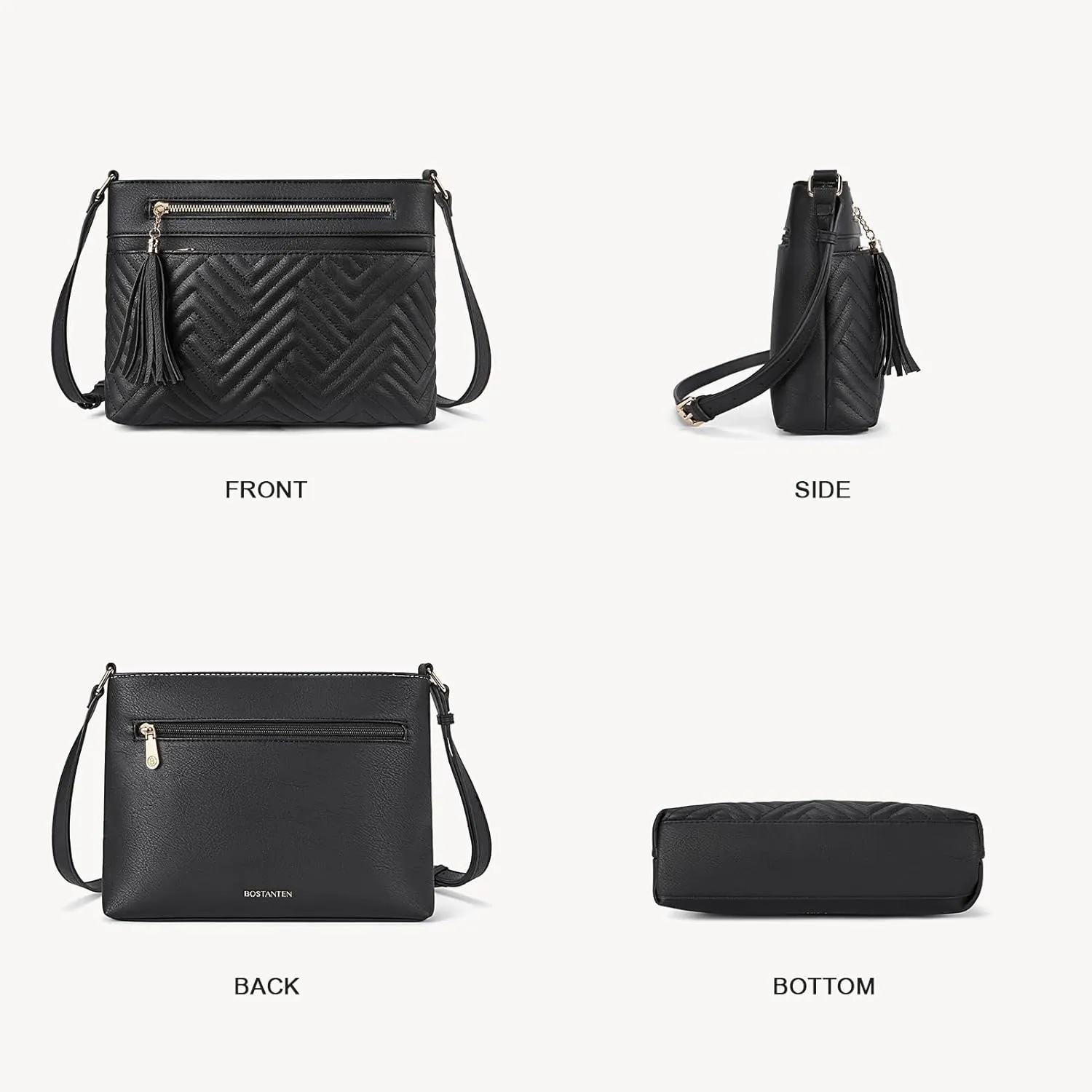 BOSTANTEN Crossbody Purses for Women Medium Shoulder Bag Quilted Handbags with Zipper Pocket