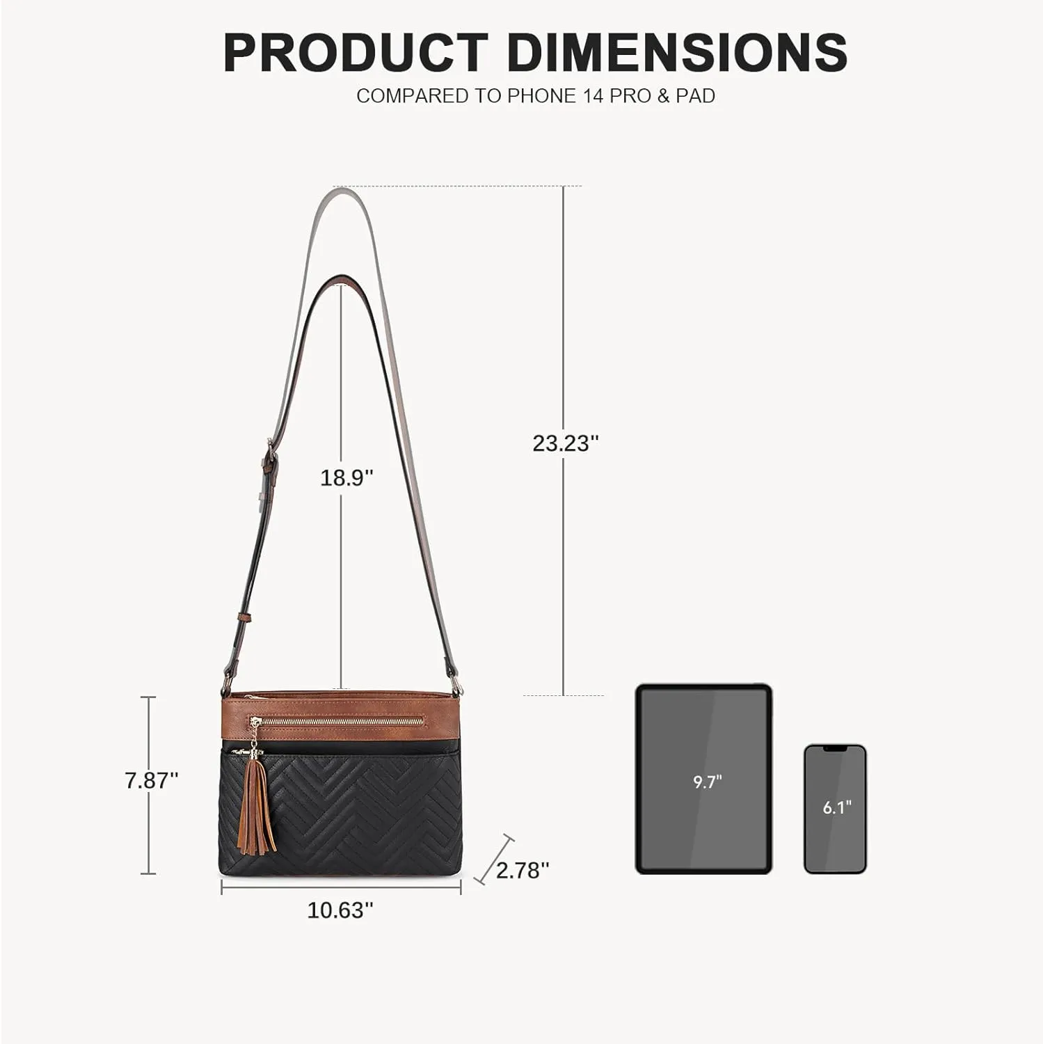 BOSTANTEN Crossbody Purses for Women Medium Shoulder Bag Quilted Handbags with Zipper Pocket