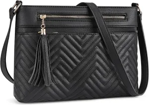 BOSTANTEN Crossbody Purses for Women Medium Shoulder Bag Quilted Handbags with Zipper Pocket