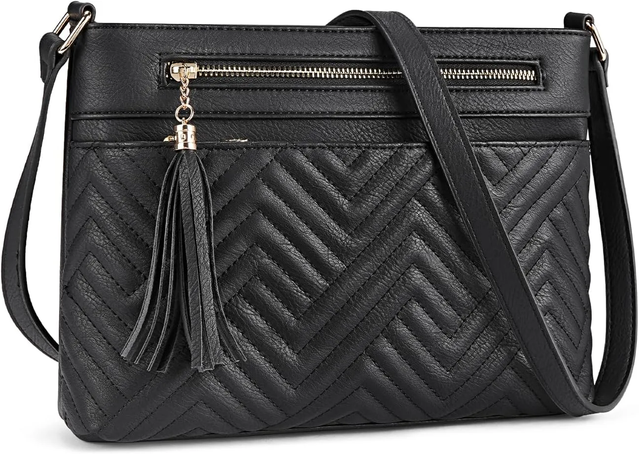 BOSTANTEN Crossbody Purses for Women Medium Shoulder Bag Quilted Handbags with Zipper Pocket