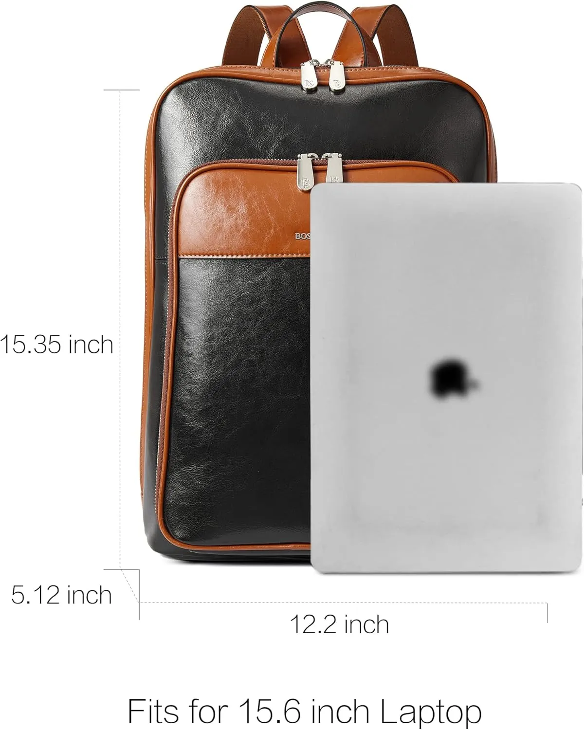 BOSTANTEN Leather Laptop Backpack for Women 15.6 inch Computer Bag Travel Work Daypack Large Size Bag