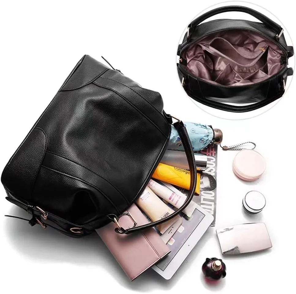 Boston Tote Bag for Women Large Capacity Shoulder Bag Top Handle Handbag Casual Crossbody Bag Retro Satchel