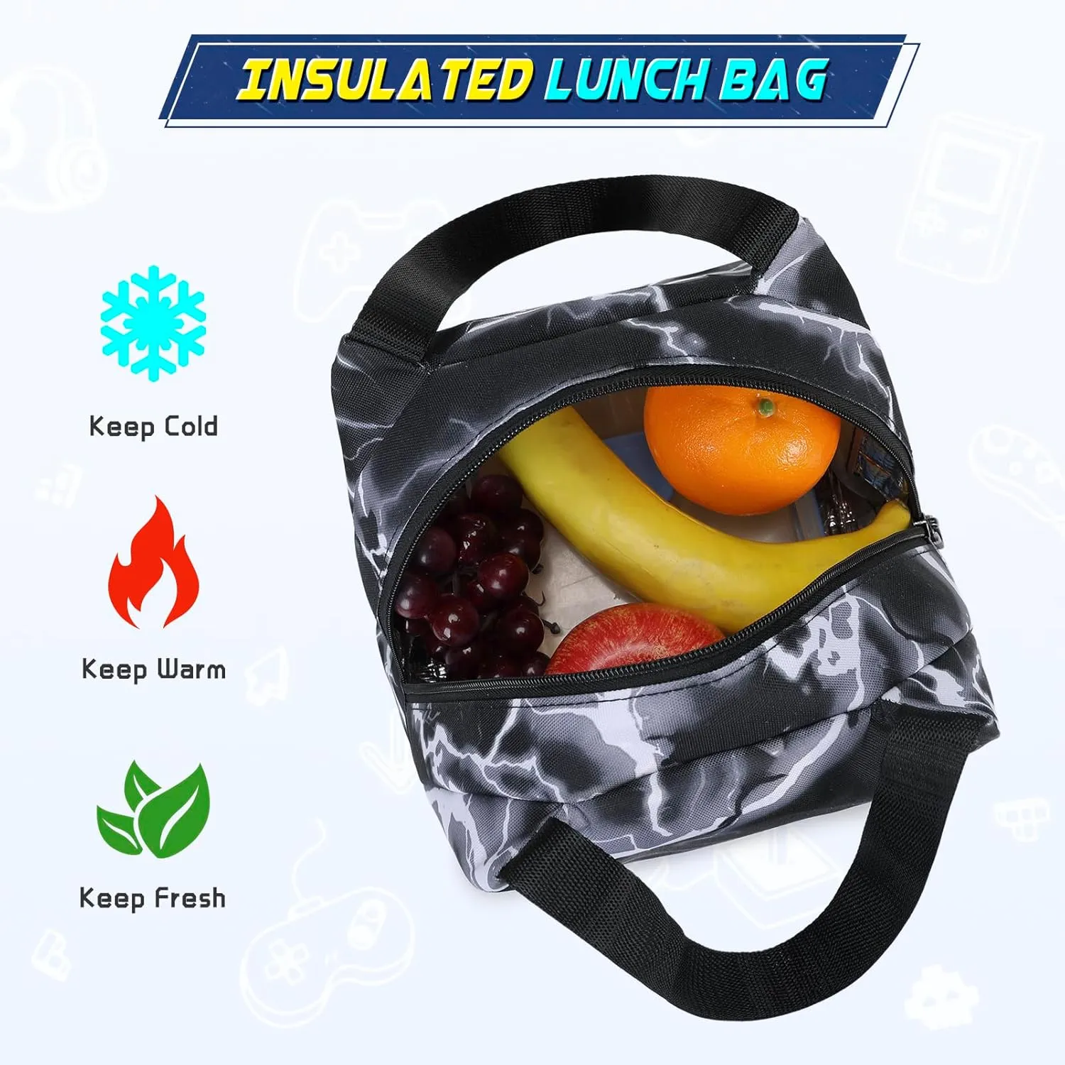 Boys Backpack, Cool Luminous School Backpacks for Boys with Lunch Bag Pencil Case, Kids Backpack Kindergarten Elementary Middle School Book Bags for Teen Boys Children with USB Charging Port