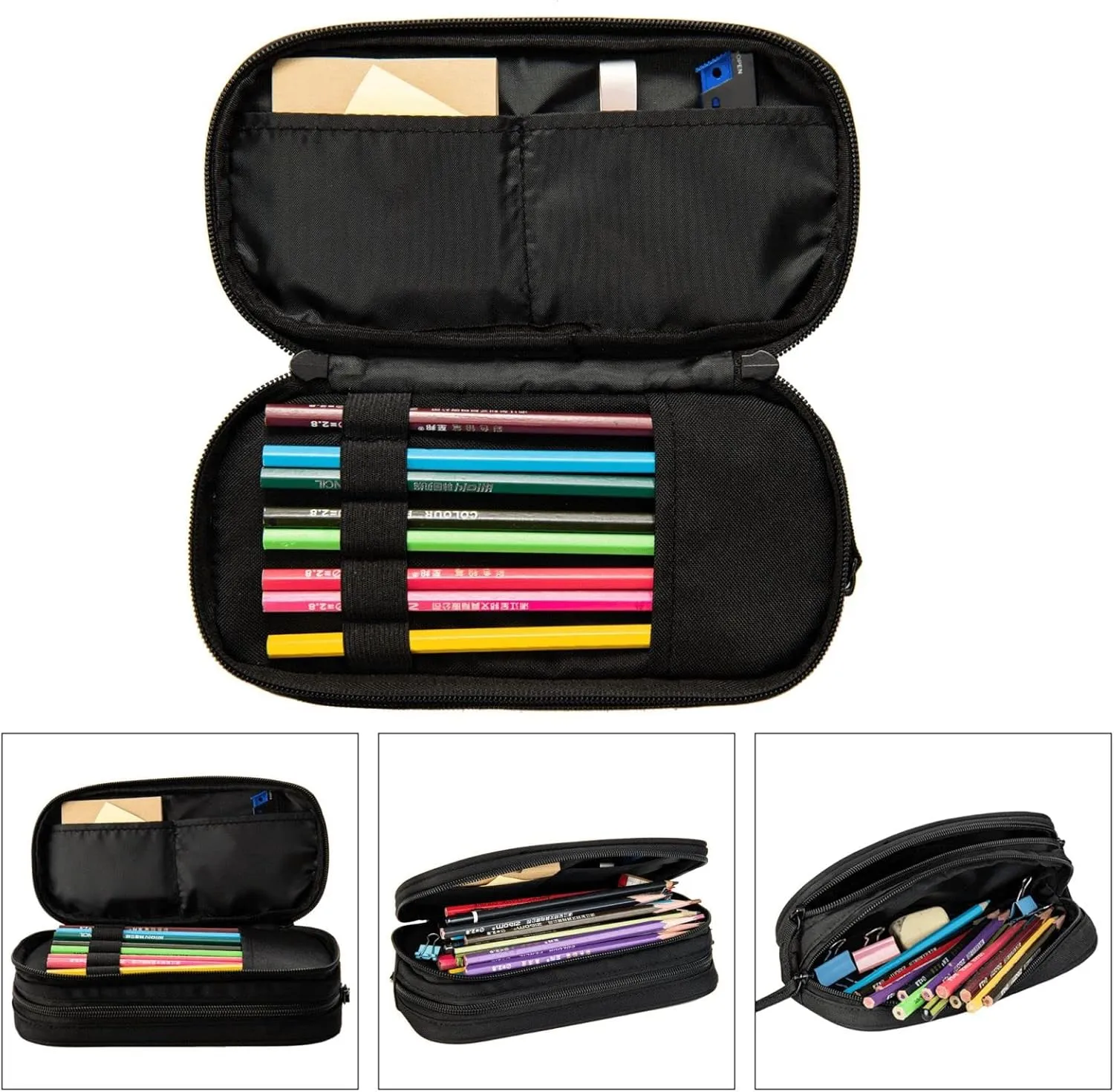 Boys Kids Pencil Box with Basketball, Sports Pencil Case with Print Water & Fire Pattern for Teens Men, Large Black Pencil Holder Pen Pouch Desk Organizer Travel Stationery Bag for School Office
