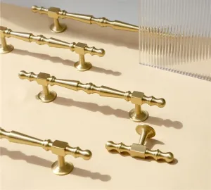Brass Knob T-Bar Handles Drawer Knobs T Bar Bedroom Kitchen Cupboard Hardware Shoe Cabinets 1Pcs (Color : C-5008-128mm)