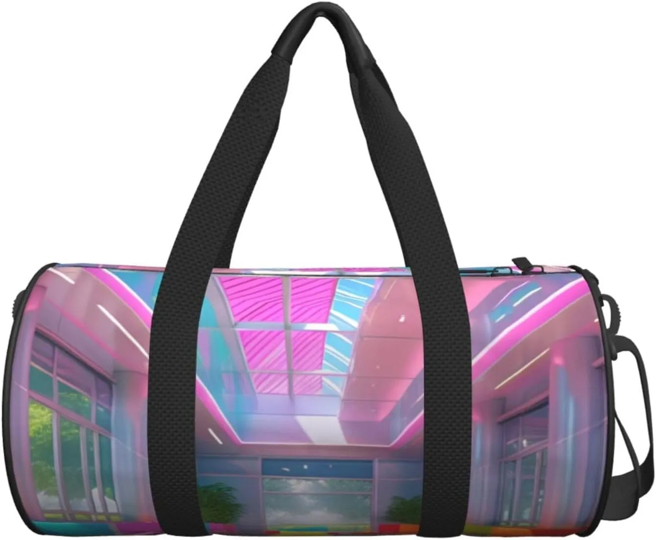 Bright Color Printed Travel Bag,Round Personal Item Storage bag,Foldie Duffel Bag for Traveling Vacation,Fitness,Sports