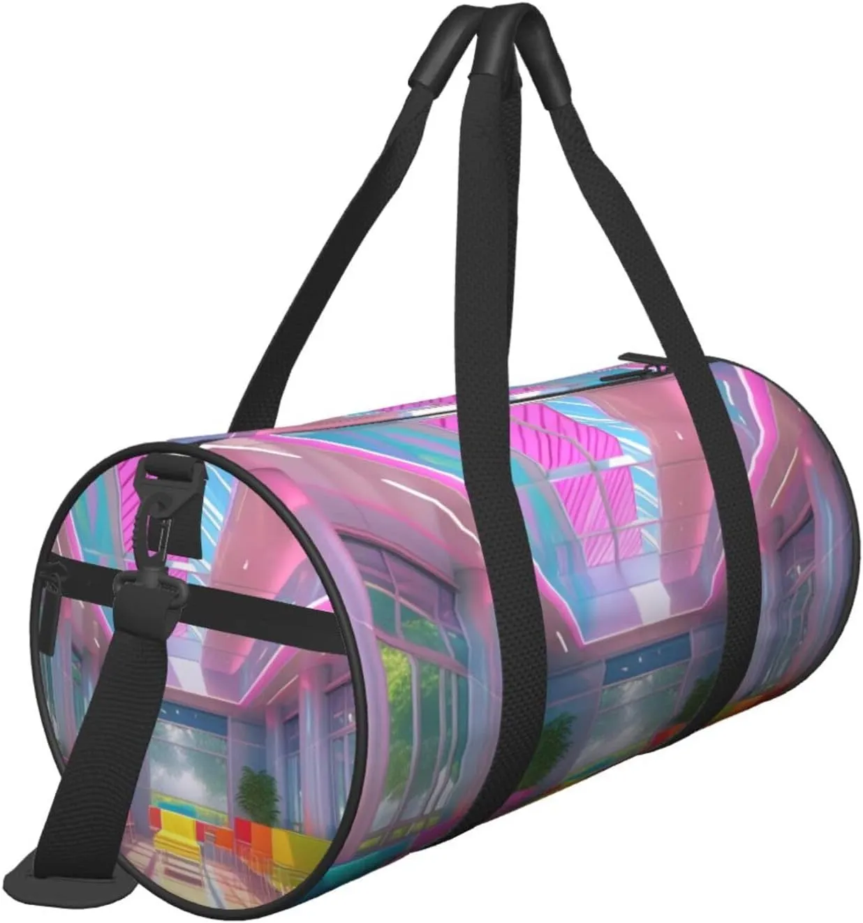 Bright Color Printed Travel Bag,Round Personal Item Storage bag,Foldie Duffel Bag for Traveling Vacation,Fitness,Sports