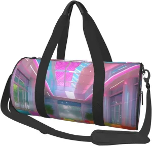 Bright Color Printed Travel Bag,Round Personal Item Storage bag,Foldie Duffel Bag for Traveling Vacation,Fitness,Sports