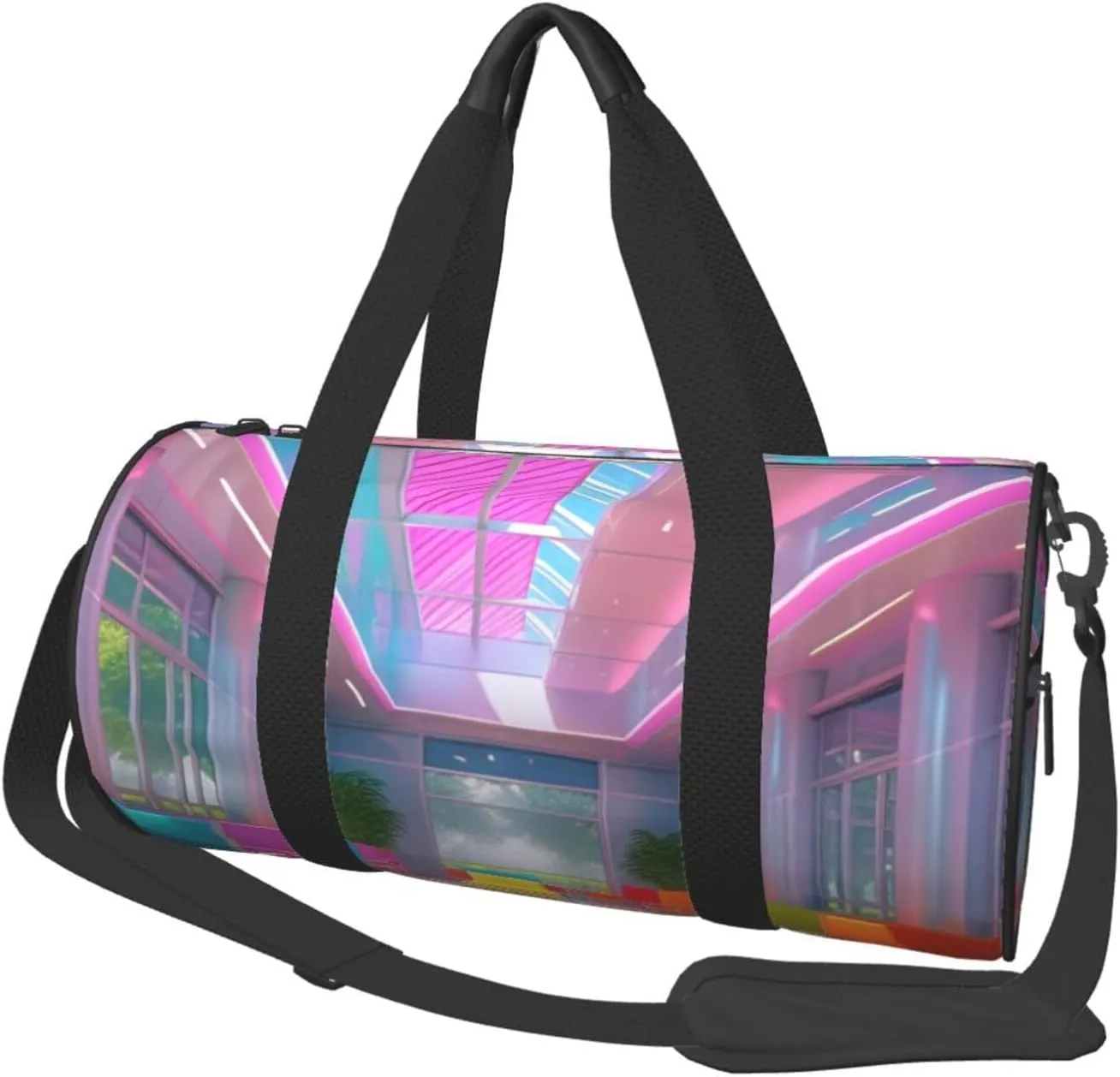 Bright Color Printed Travel Bag,Round Personal Item Storage bag,Foldie Duffel Bag for Traveling Vacation,Fitness,Sports