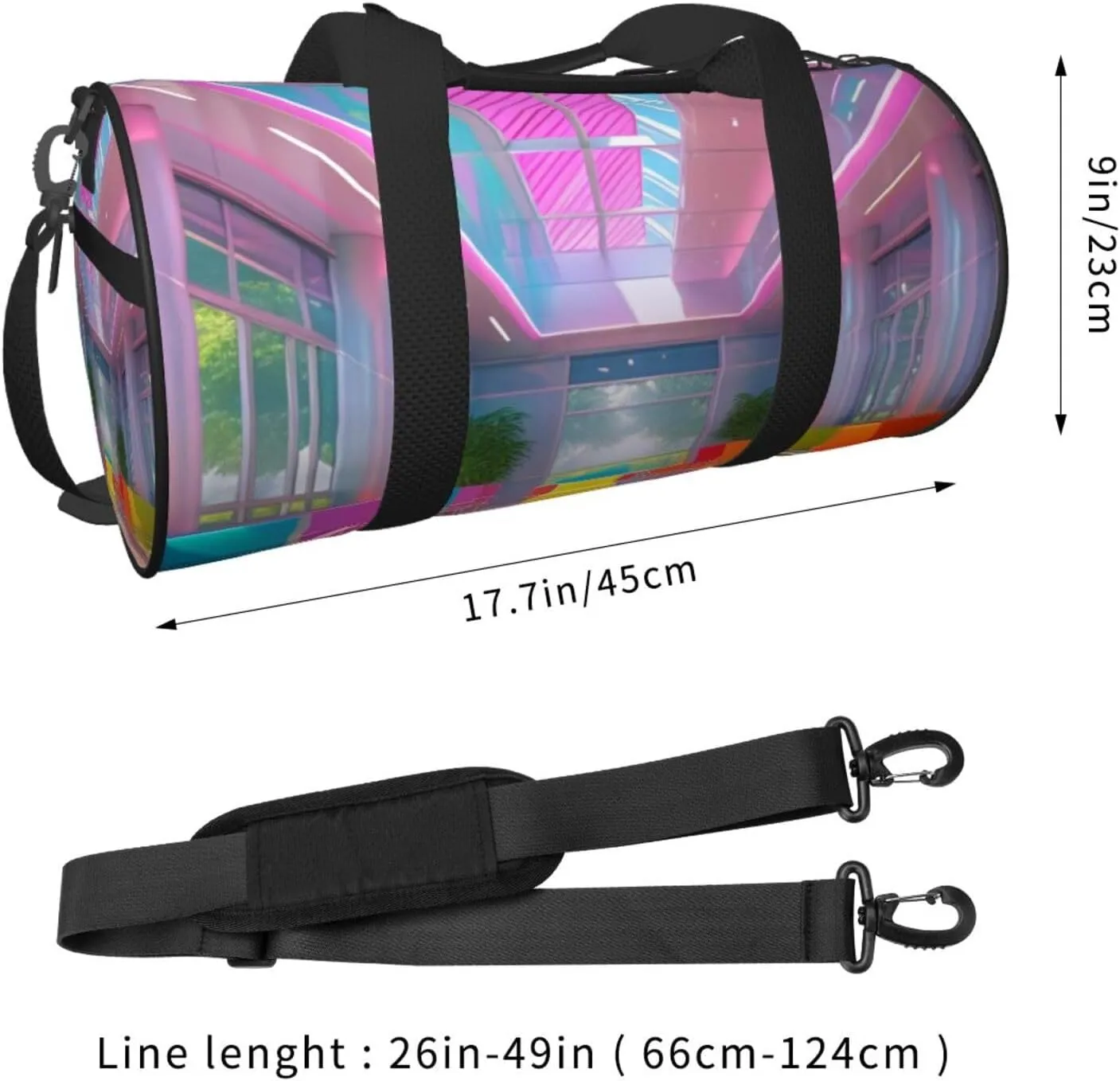 Bright Color Printed Travel Bag,Round Personal Item Storage bag,Foldie Duffel Bag for Traveling Vacation,Fitness,Sports