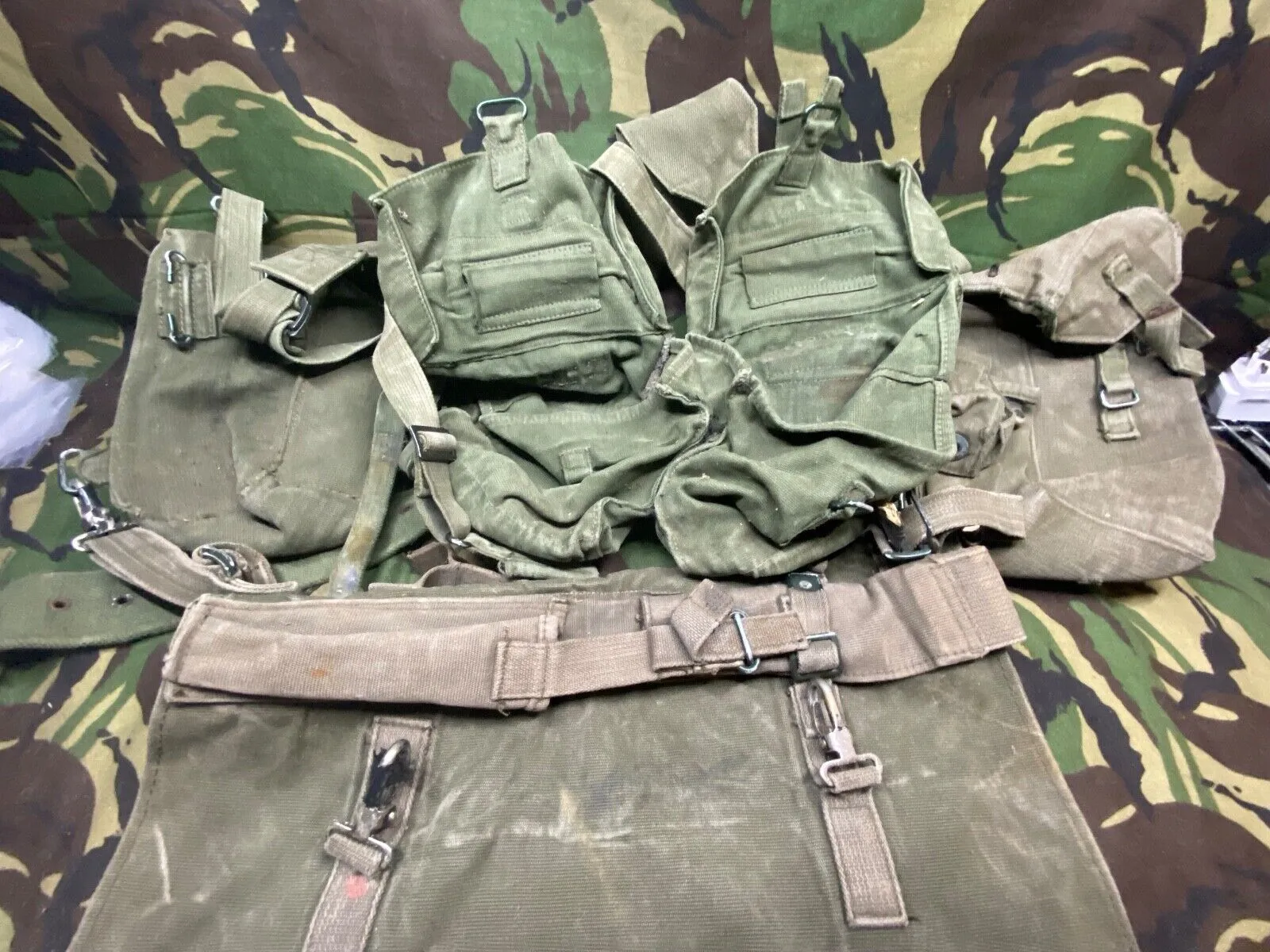 British Army DPM Combat Webbing Equipment Yolk Poncho Carrier 38" Belt & Pouches
