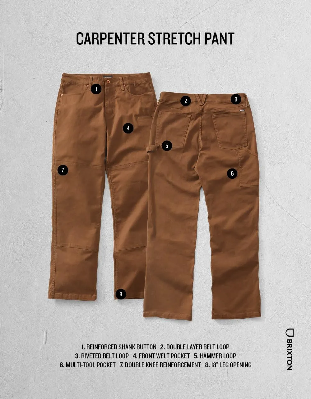Brixton Carpenter Utility Stretch Mens Pants