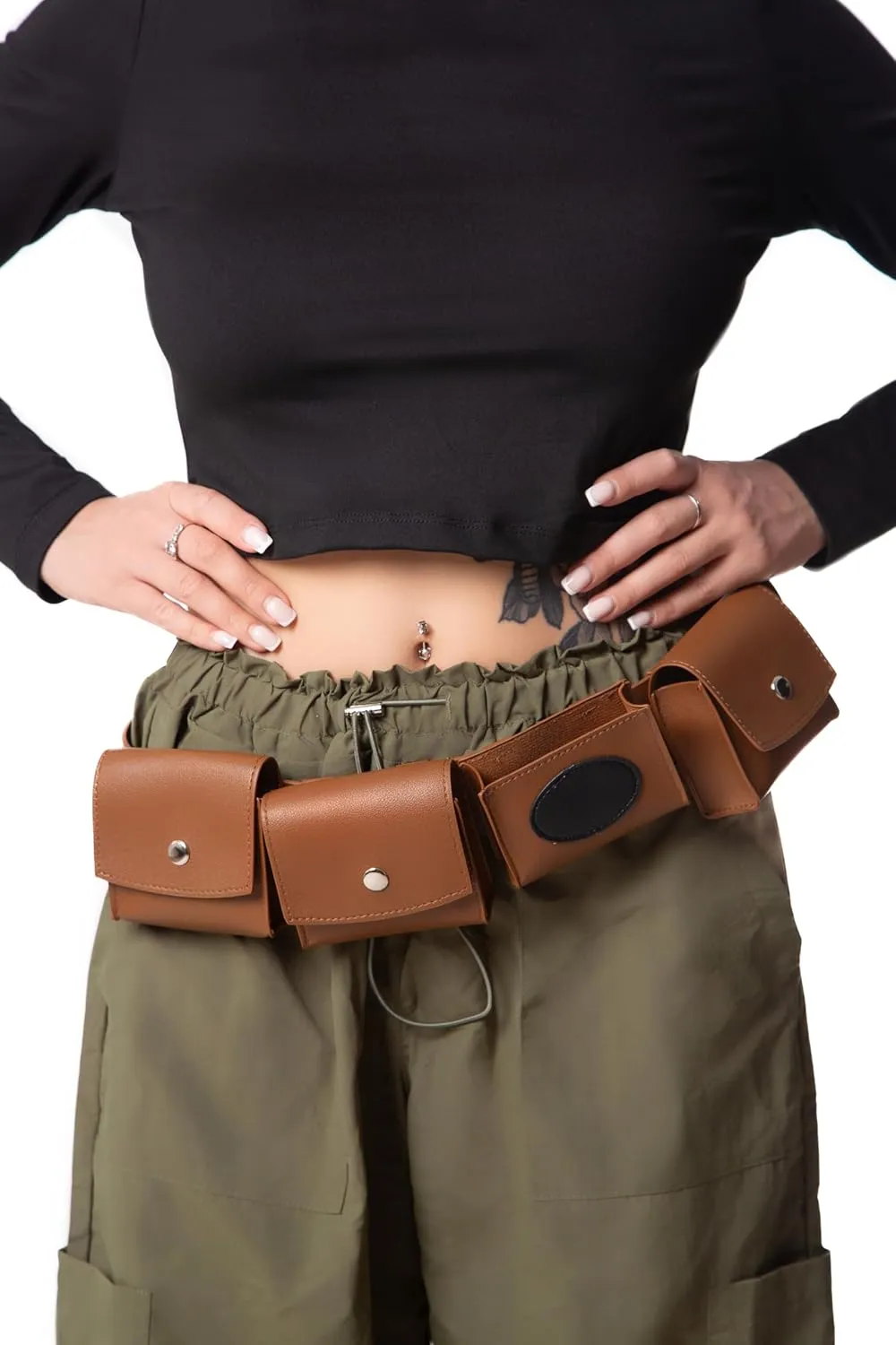 Brown Utility Belt Costume Bag Adjustable Women Mens Adult Accessories Pockets for Halloween Cosplay