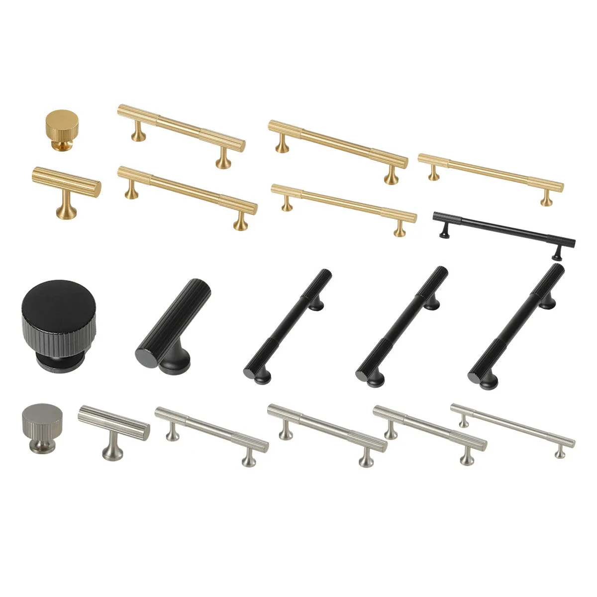 Brushed Brass Cabinet Door Handles Drawer Handles Silver