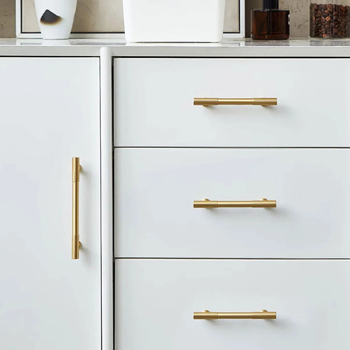 Brushed Brass Cabinet Door Handles Drawer Handles Silver