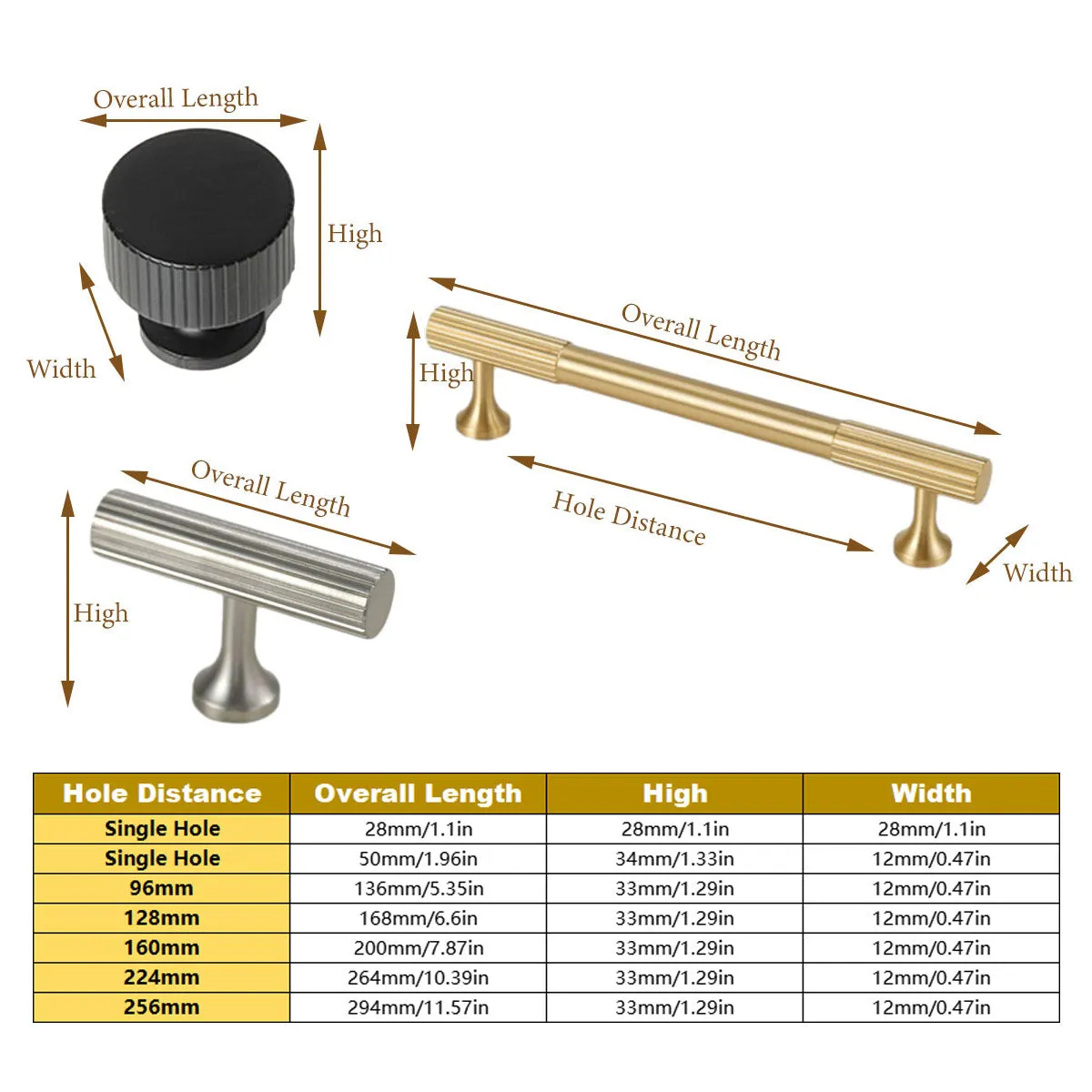 Brushed Brass Cabinet Door Handles Drawer Handles