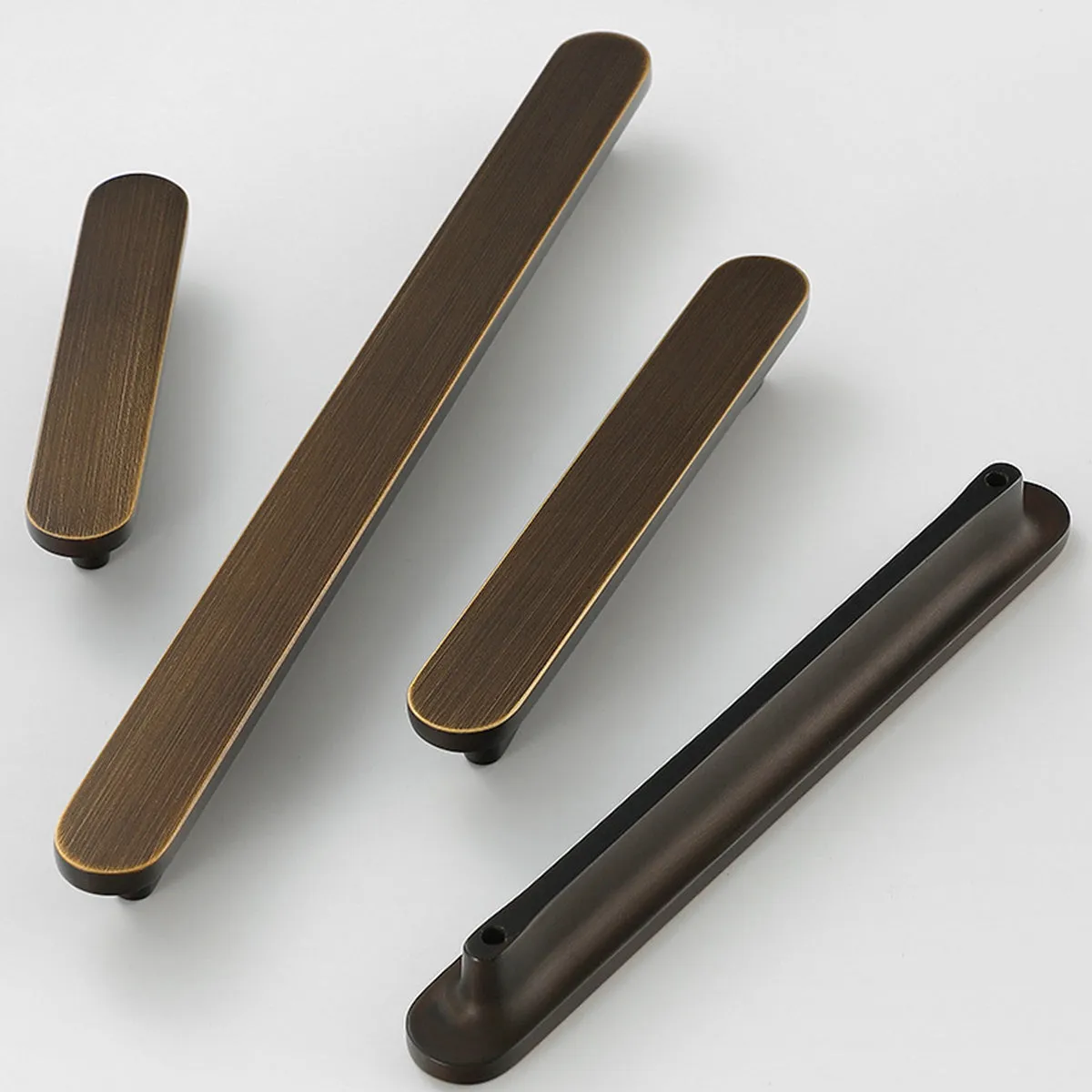 Brushed Brass Cabinet Handles | Slim Modern Drawer Pulls