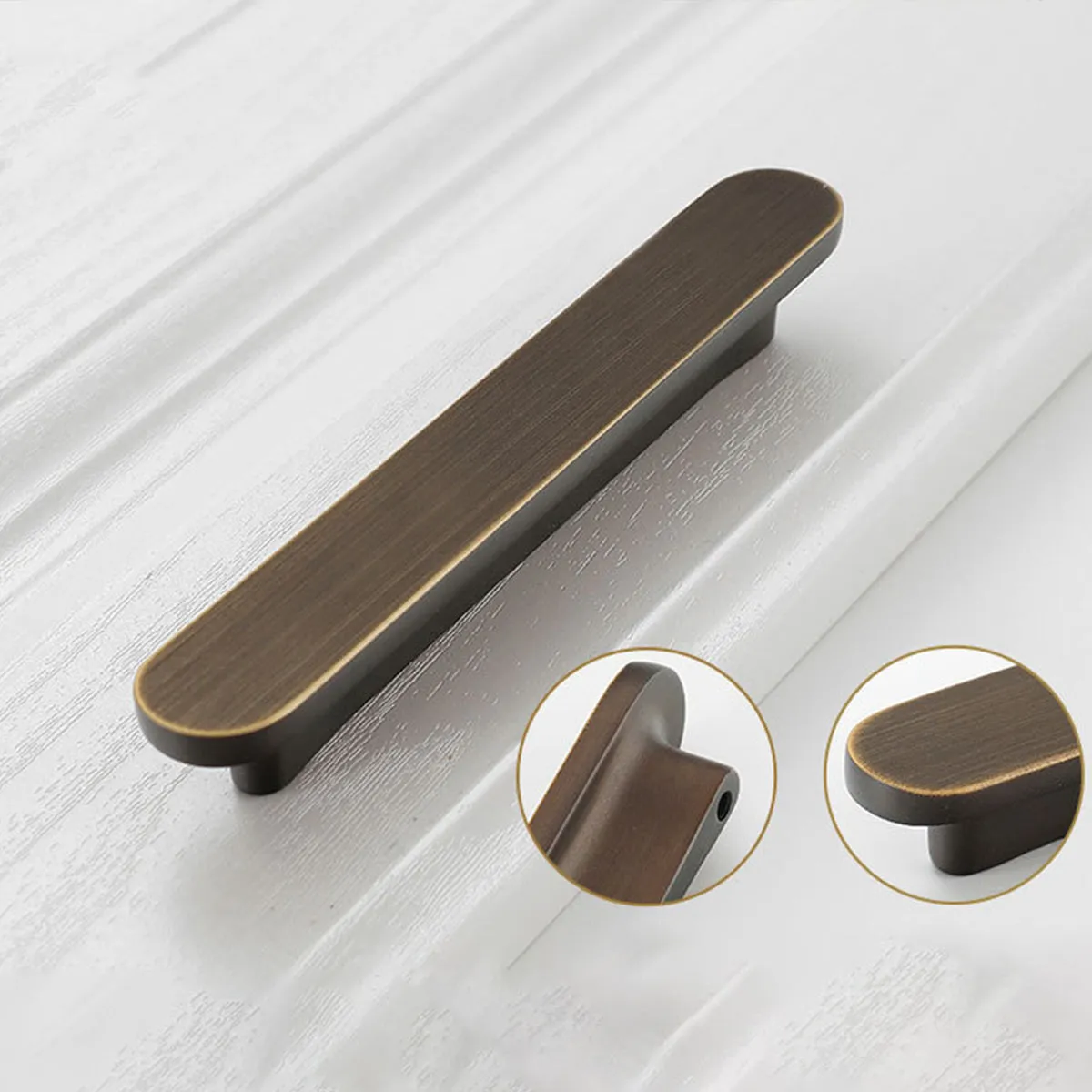 Brushed Brass Cabinet Handles | Slim Modern Drawer Pulls
