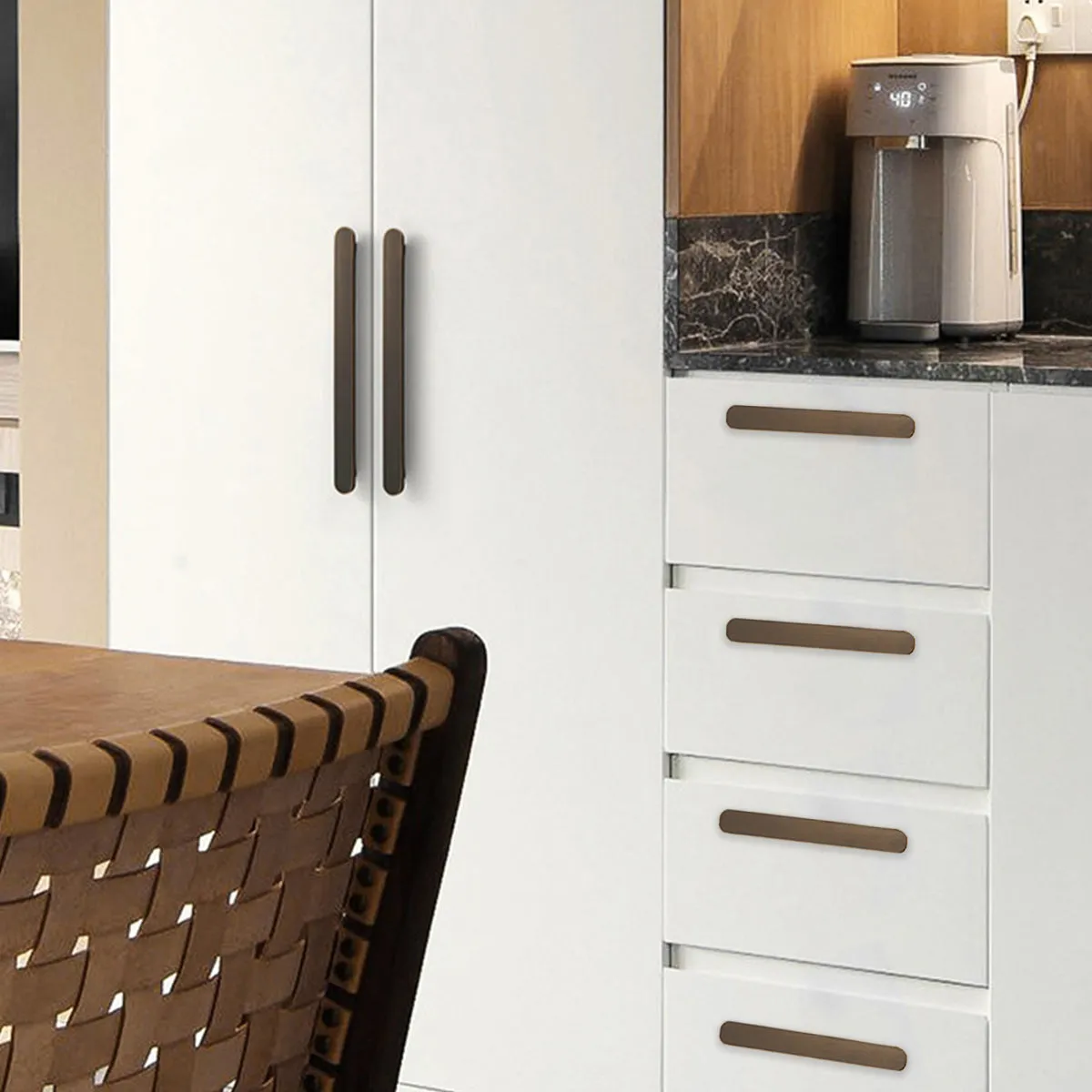 Brushed Brass Cabinet Handles | Slim Modern Drawer Pulls