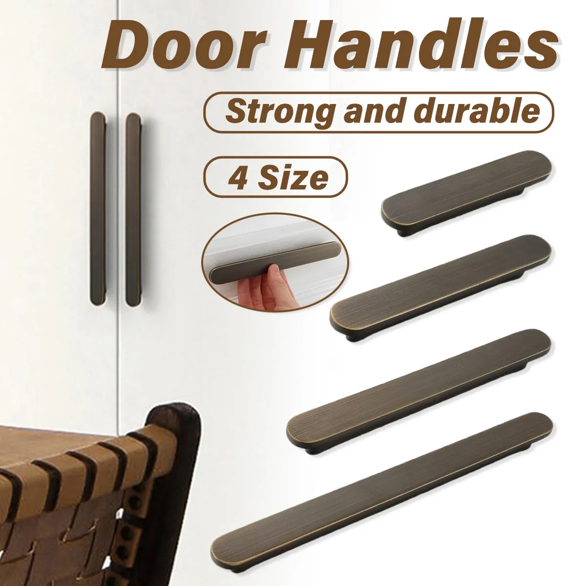 Brushed Brass Cabinet Handles | Slim Modern Drawer Pulls