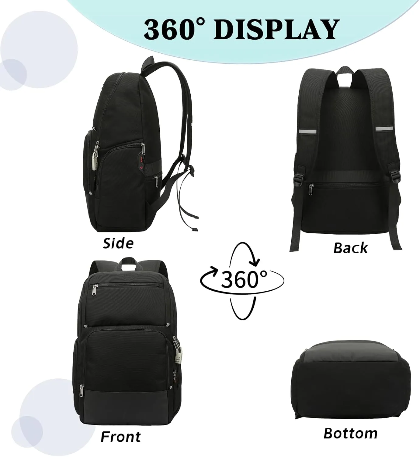 Business Laptop Backpack Anti Theft College School Work Backpack Large Commuter Bag for Men Women Fits 17 Inch Laptop (Black, X-Large)