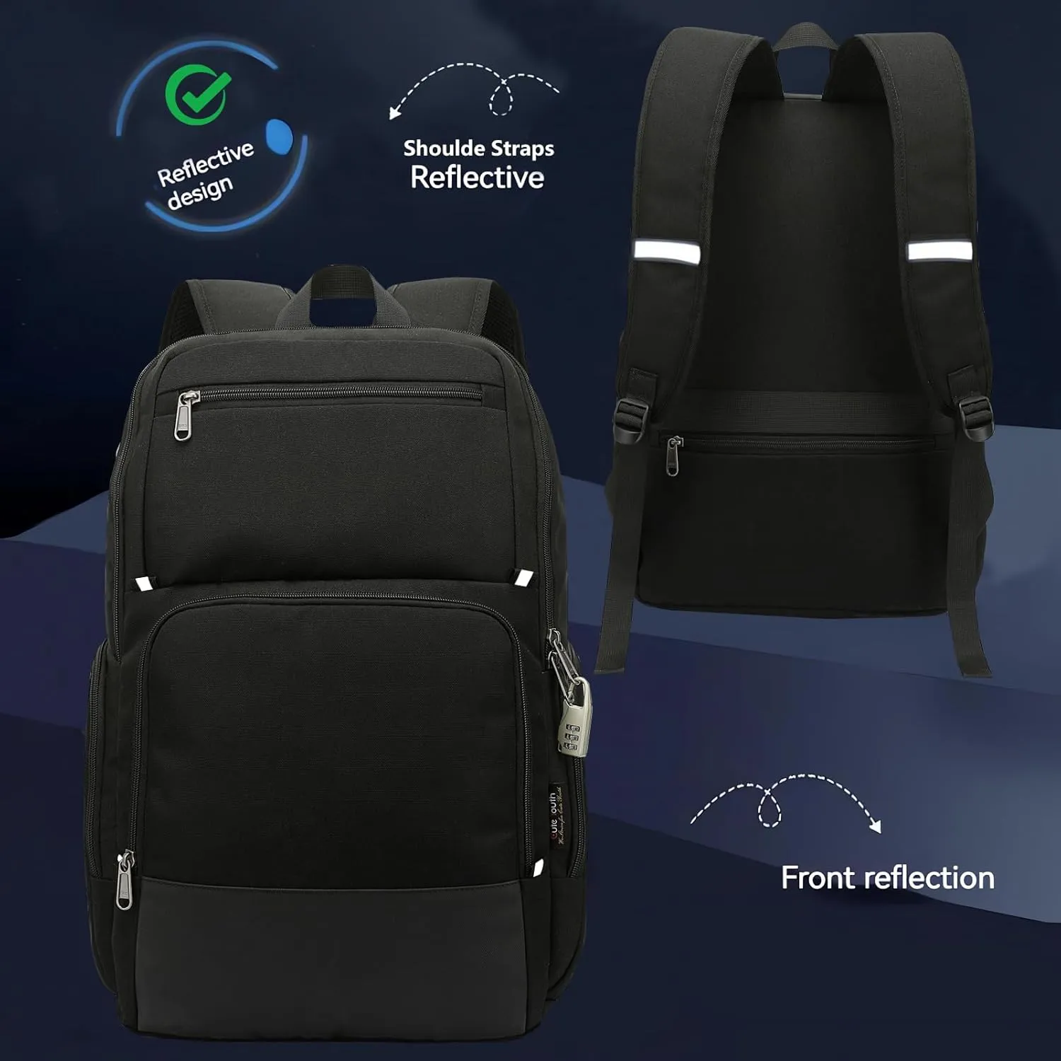 Business Laptop Backpack Anti Theft College School Work Backpack Large Commuter Bag for Men Women Fits 17 Inch Laptop (Black, X-Large)