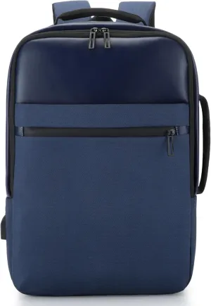 Business travel laptop backpack USB charging port,PU laptop backpack Separate laptop pocket water resistant Men,carry on backpack,college backpack (Blue)