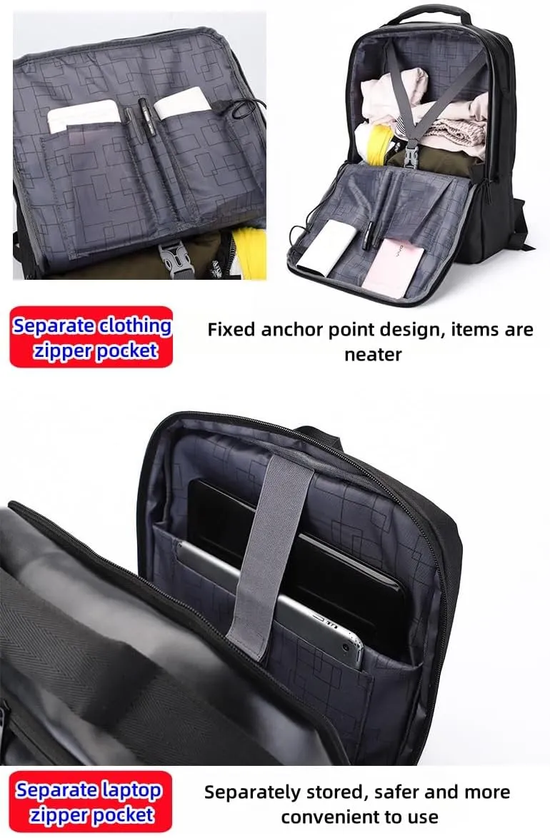 Business travel laptop backpack USB charging port,PU laptop backpack Separate laptop pocket water resistant Men,carry on backpack,college backpack (Blue)