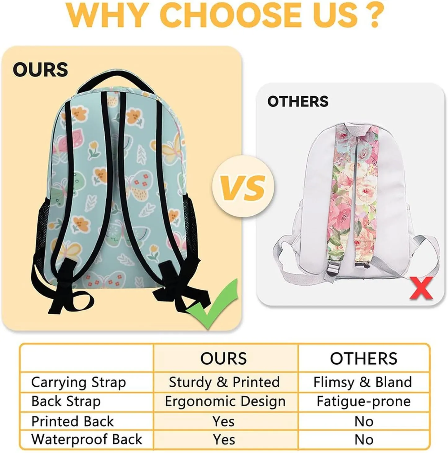 Butterfly Backpack for Girls - 16 Inch Aesthetic Backpack for School - Green, Large Capacity, Durable, Lightweight Bookbag for Kids Travel