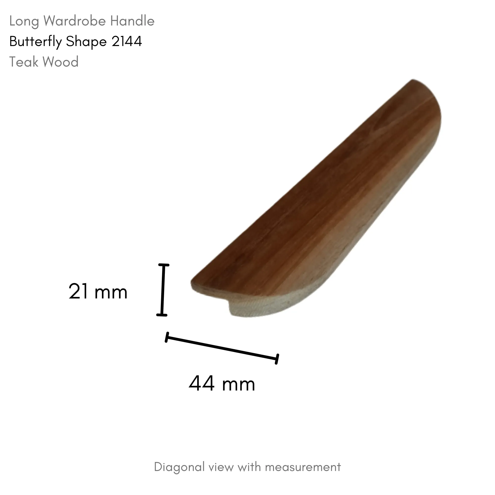 Butterfly Shape Long Wardrobe Handle 2144 Teak Wood | Drawers Handle | Split Handle (30 inch)