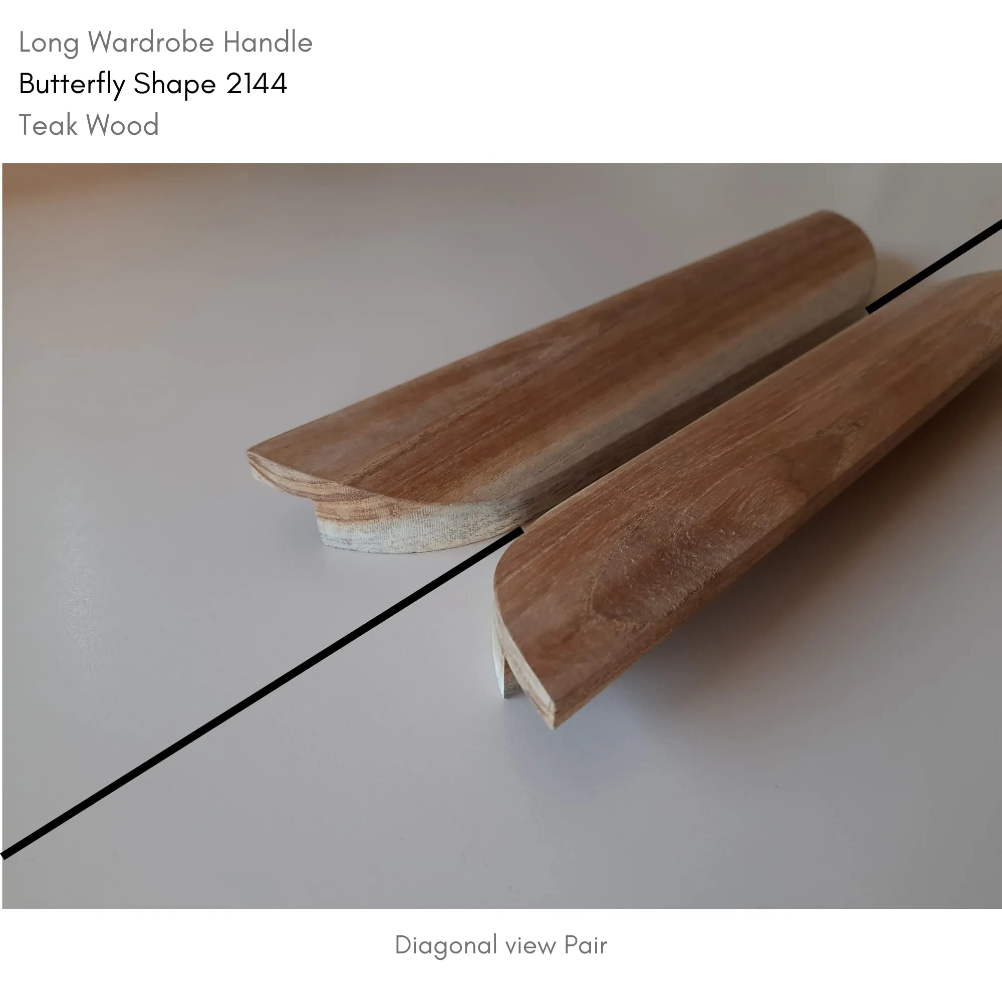 Butterfly Shape Long Wardrobe Handle 2144 Teak Wood | Drawers Handle | Split Handle (30 inch)