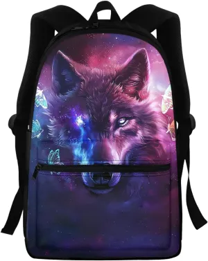 Butterfly Wolf Backpack for Boys 12-14 Kids Backpack Girls Middle School Durable Elementary Bookbag Lightweight Shoulder Backpack for School Aesthetic
