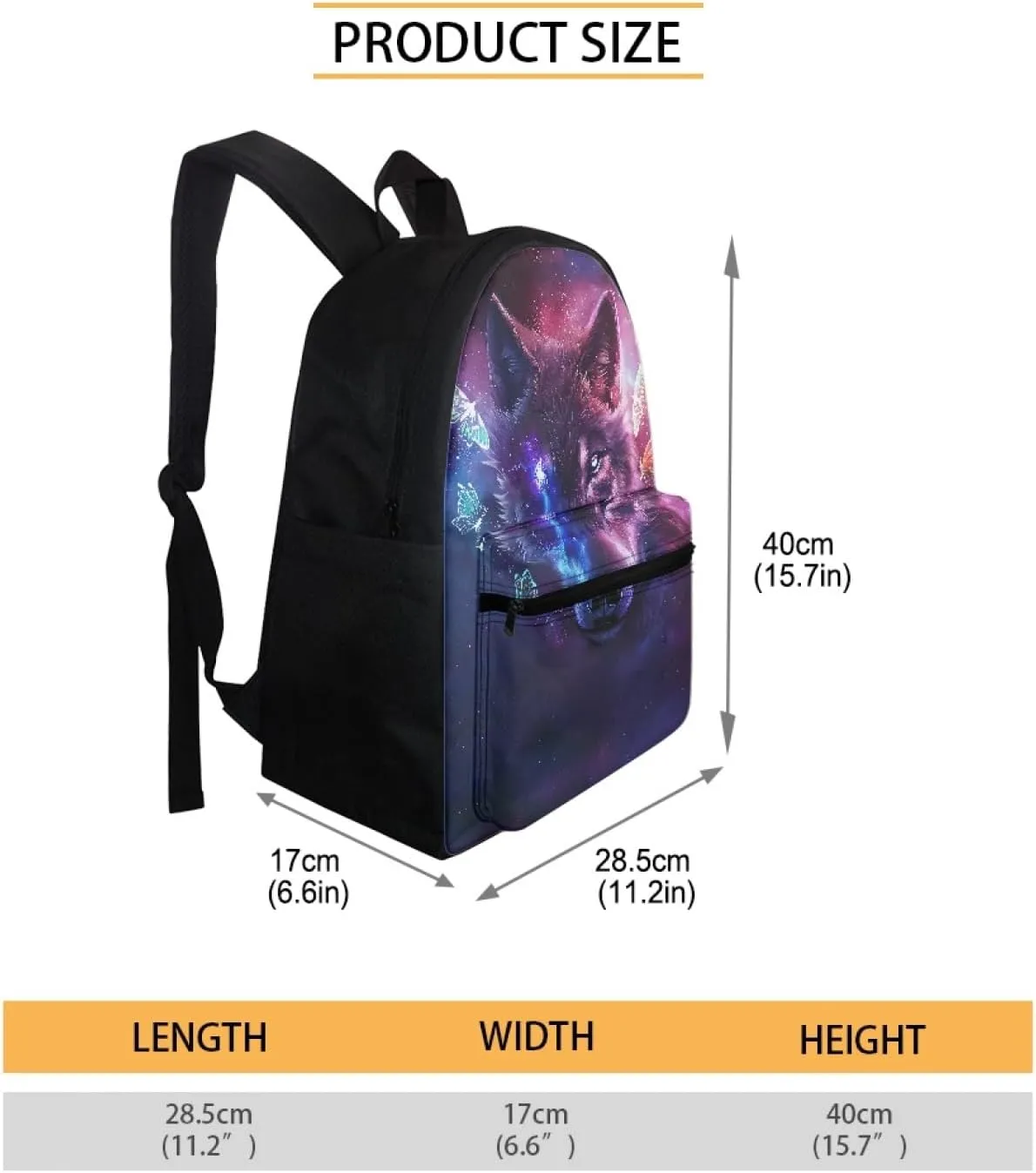 Butterfly Wolf Backpack for Boys 12-14 Kids Backpack Girls Middle School Durable Elementary Bookbag Lightweight Shoulder Backpack for School Aesthetic
