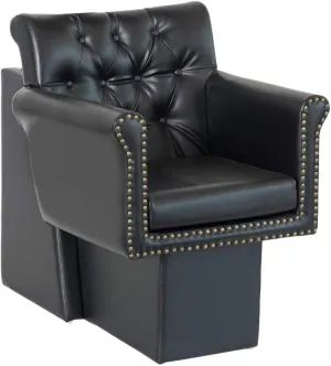 Buy-Rite Chelsea Hair Dryer Chair – Black Tufted Salon Chair with Brass Nailhead Trim, Wide Soft Foam Seat Cushion, Removable Cushion, Stylish Comfort for Salon Professionals – NIN-9902DC-BLK