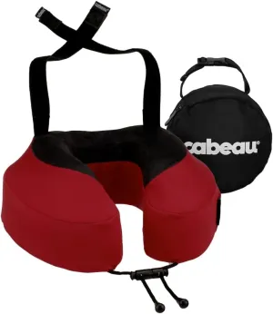 Cabeau Airplane Travel Pillow for Long Flights - Evolution S3 - Supportive Memory Foam with Seat Straps to Secure Your Head and Neck and Provides 360° Support (Cardinal Red)