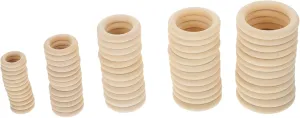 Cabilock 60pcs Wooden Ring Hooks Curtain Rings for Hanging Handbag Buckle Unique DIY Decorative Set