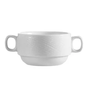 CAC Chinaware Boston Stacking Bouillon W/ Handles 8oz 5 3/4"