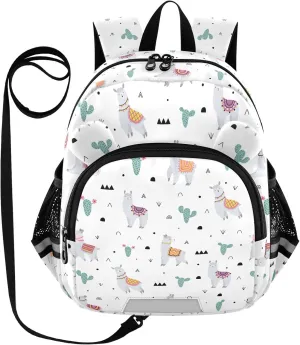 Cactus Preschool Backpack Lama Cute Daycare Bookbag School Backpack with Traction Rope for Kids 3-6