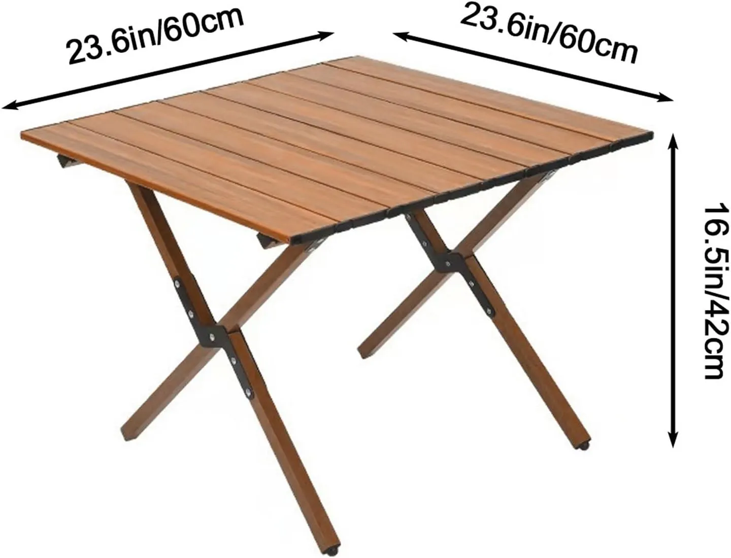 Camping Table Foldable, Portable Folding Table, Stall Camping Outdoor Supplies, With 3 Colours And 4 Sizes, Suitable For Dining, Camping, Picnic, Outdoor, Beach, Hiking, Fishing, Parks(Walnut,23.6*23.
