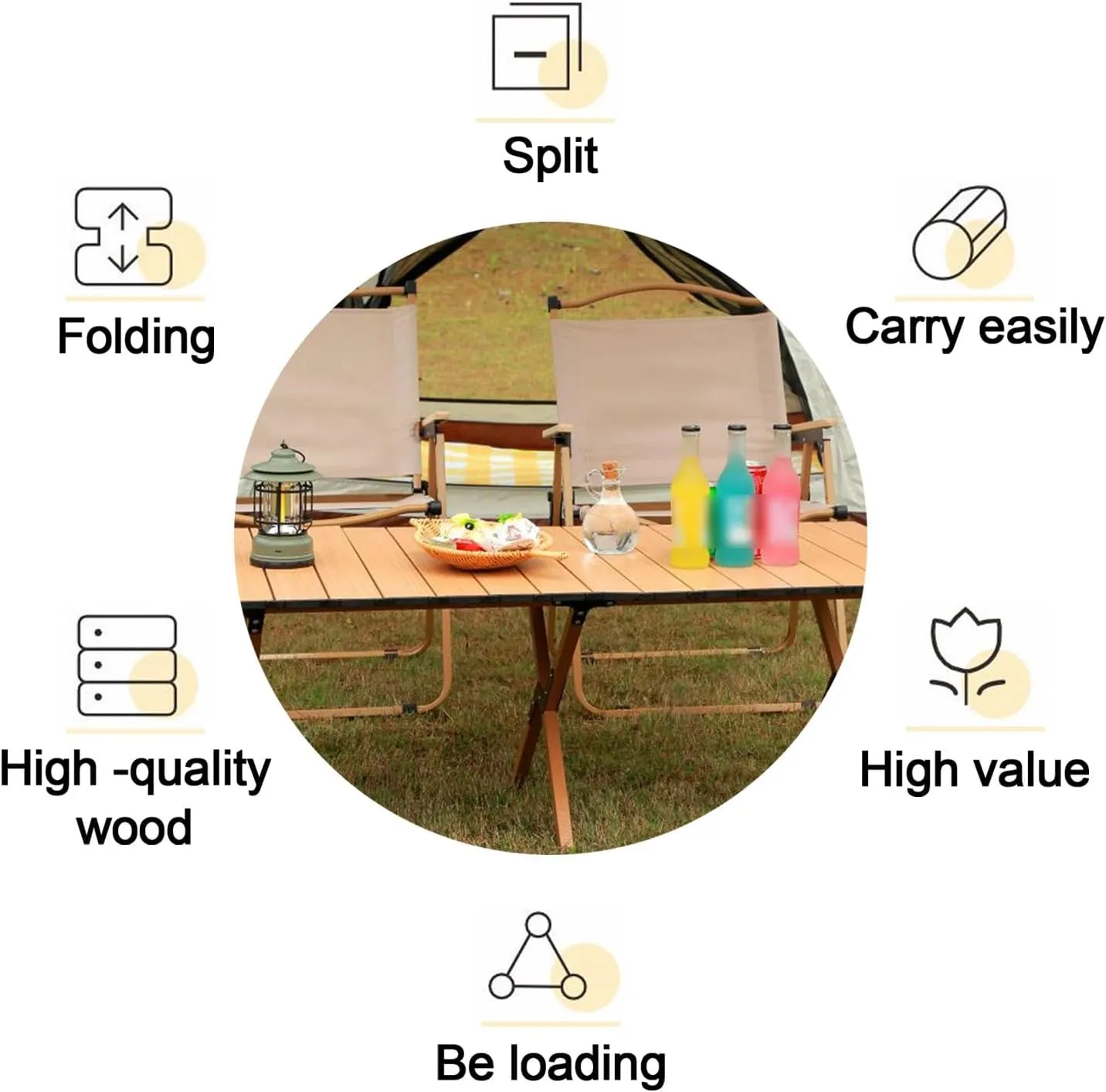 Camping Table Foldable, Portable Folding Table, Stall Camping Outdoor Supplies, With 3 Colours And 4 Sizes, Suitable For Dining, Camping, Picnic, Outdoor, Beach, Hiking, Fishing, Parks(Walnut,35.4*23.
